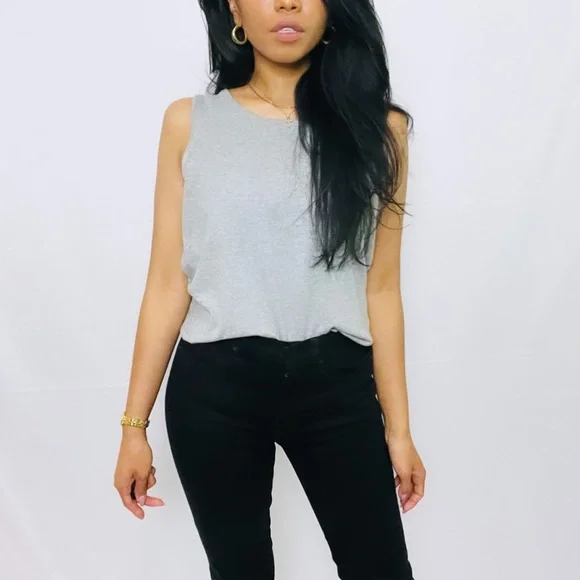 Vintage | Grey Cotton Blend Crew Neck Basic Knit Sweater Vest S - Picture 6 of 9